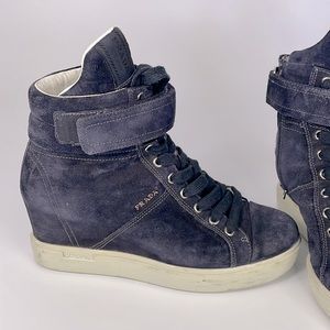 Prada Suede Wedge sneakers (well worn) 37.5 size / 7.5 usa